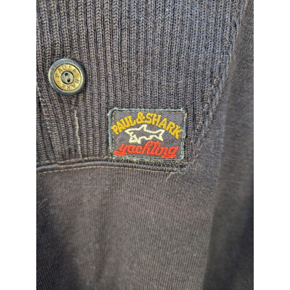 Paul & Shark Yachting Men Knitted Pullover W/ Button Placket Medium Marine - Picture 3 of 11